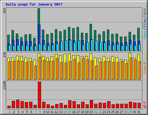 Daily usage for January 2017