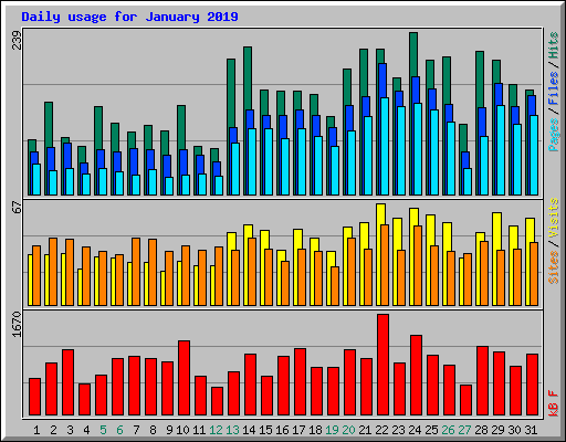 Daily usage for January 2019