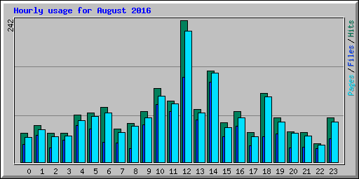 Hourly usage for August 2016