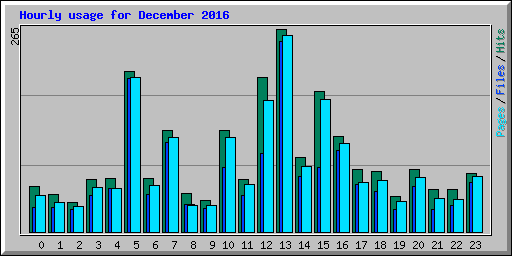 Hourly usage for December 2016