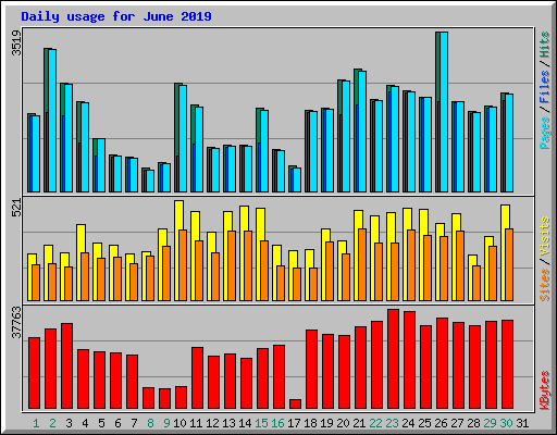 Daily usage for June 2019